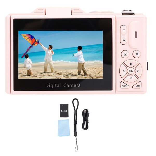 Fotocamera Digitale 5K Per Fotografia, Wlan, 75 Mp, Vlogging, Autofocus, Funzione Video, Display Ribaltabile Da 3 Pollici (180°) Con Zoom Digitale 18X-image