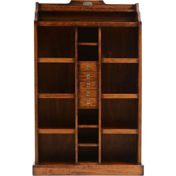 Casa Padrino Libreria In Stile Vintage Marrone/Ottone 105 X 35 X H. 169 Cm - Scaffale In Legno Massiccio - Mobile Da Soggiorno - Mobile Da Ufficio - Mobili Da Ufficio - Mobili In Stile Vintage-image