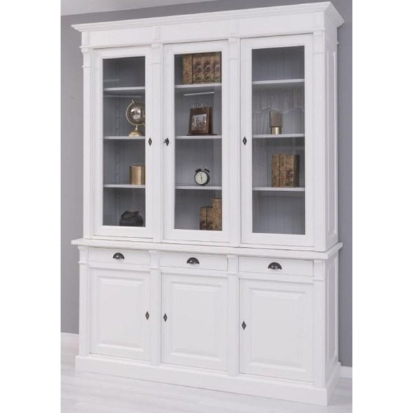 Casa Padrino Libreria In Stile Country Bianco/Grigio 183 X 51 X H. 240 Cm - Mobile In Legno Massello - Mobile A Scaffale - Mobile Da Soggiorno - Mobile Da Ufficio - Mobili In Stile Country-image