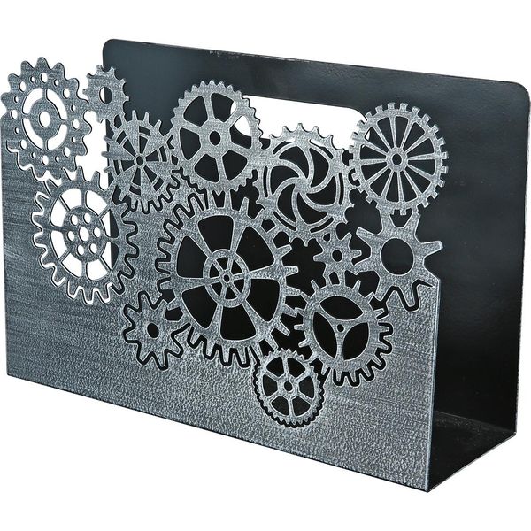 Casablanca ZeitungsstäNder, "ZahnräDer"", ZahnräDermotiv, Metall, Silberfarben, , L. 10 Cm, B. 30 Cm, H. 20 Cm 67600"-image