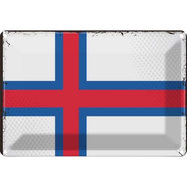 Vianmo Insegna Di Latta 20X30 Cm Bandiera FäRöEr Flag Faroe Islands-image