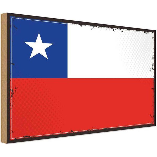 Vianmo Insegna In Legno 20X30 Cm Bandiera Chiles Flag Of Chile-image