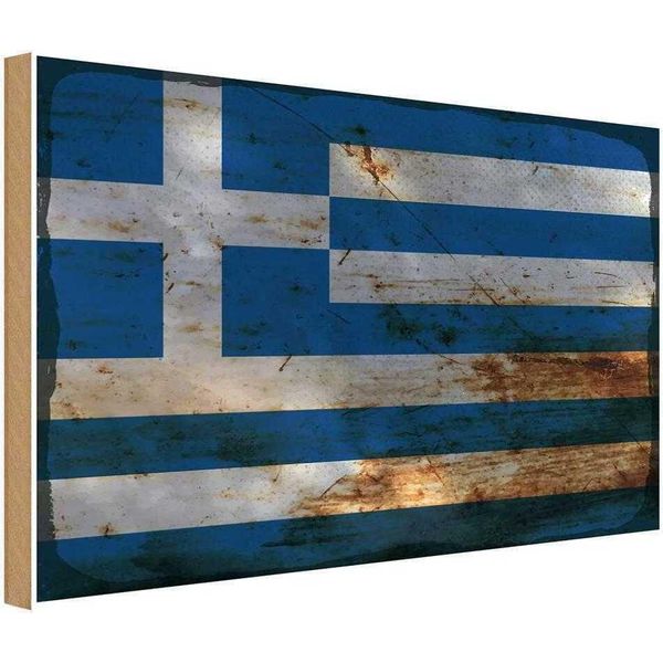 Vianmo Insegna In Legno 12X18 Cm Bandiera Griechenland Flag Greecerost-image