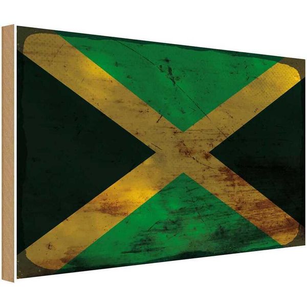 Vianmo Insegna In Legno 20X30 Cm Bandiera Jamaika Flag Of Jamaica Rost-image