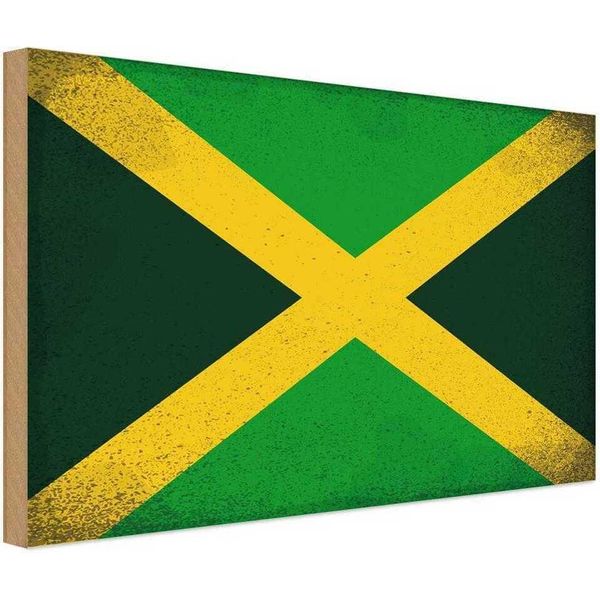 Vianmo Insegna In Legno 12X18 Cm Bandiera Jamaika Flag Of Jamaica Vintage-image