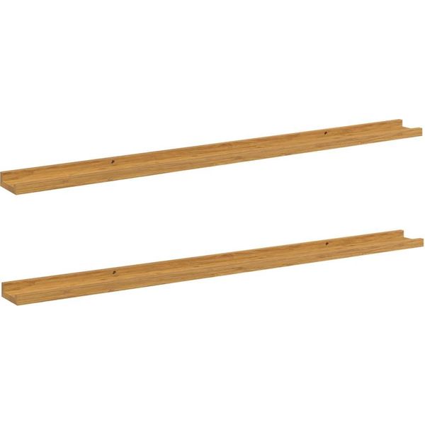Vidaxl Mensole Da Parete Con Ripiano 2 Pezzi Beige 115 X 9 X 3 Cm Materiale A Base Di Legno-image