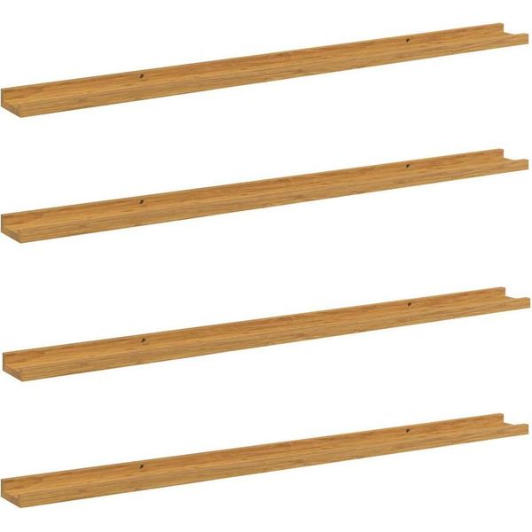 Vidaxl Mensole Da Parete Con Ripiano 4 Pezzi Beige 115 X 9 X 3 Cm Materiale A Base Di Legno-image