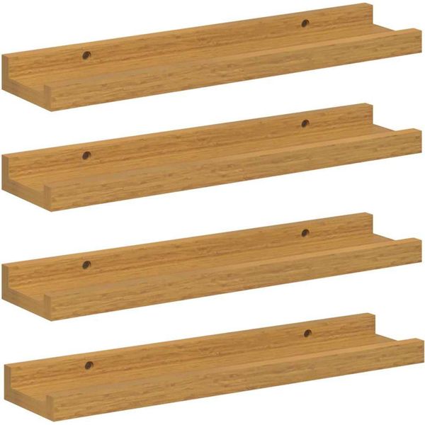 Vidaxl Mensole Da Parete Con Ripiano 4 Pezzi Beige 40 X 9 X 3 Cm Materiale A Base Di Legno-image
