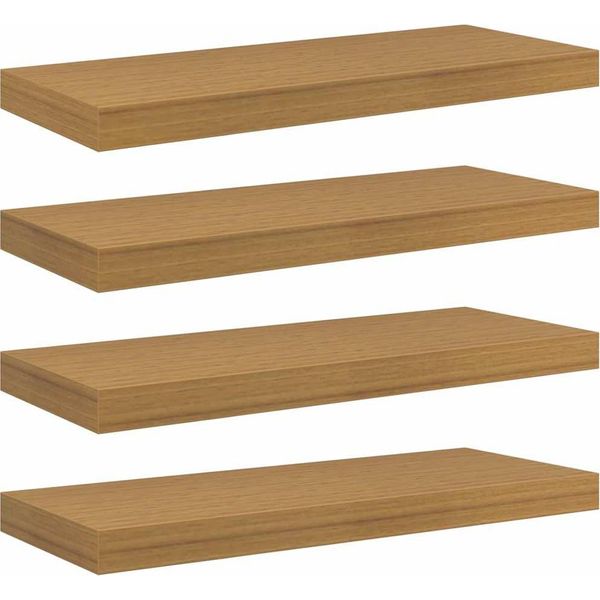 Vidaxl Mensole Da Parete 4 Pezzi Beige 60 X 23,5 X 4 Cm Materiale A Base Di Legno-image