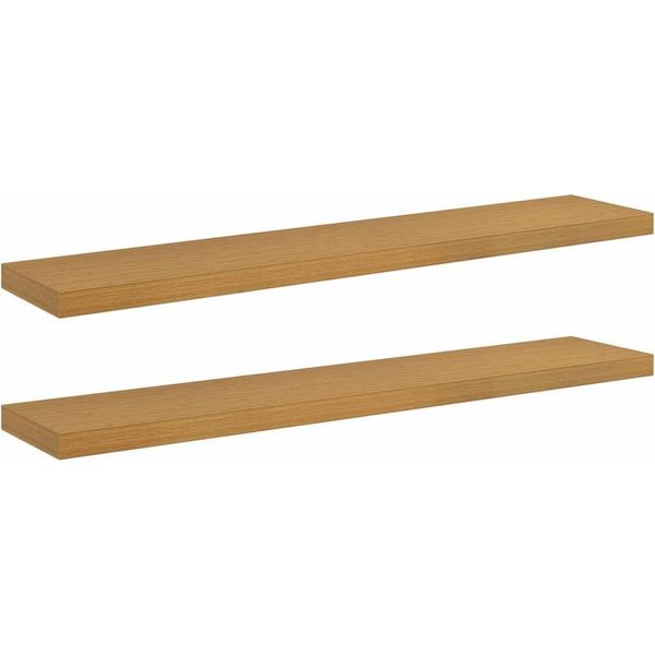Vidaxl Mensole Da Parete 2 Pezzi Beige 120 X 23,5 X 4 Cm Materiale A Base Di Legno-image