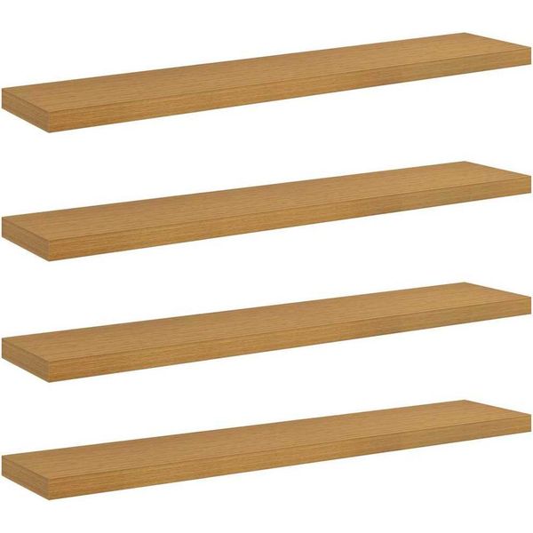 Vidaxl Mensole Da Parete 4 Pezzi Beige 120 X 23,5 X 4 Cm Materiale A Base Di Legno-image
