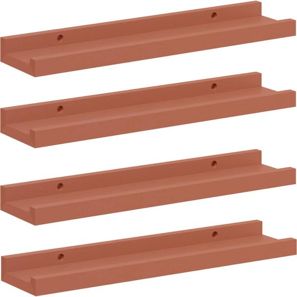 Vidaxl Mensole Da Parete Con Ripiano 4 Pezzi Rosso 40 X 9 X 3 Cm Materiale A Base Di Legno-image