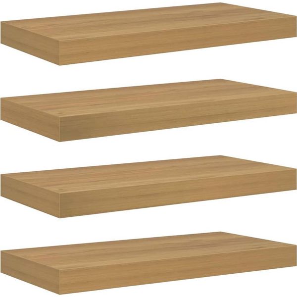 Vidaxl Mensole Da Parete 4 Pezzi Marrone 50 X 23,5 X 4 Cm Materiale A Base Di Legno-image