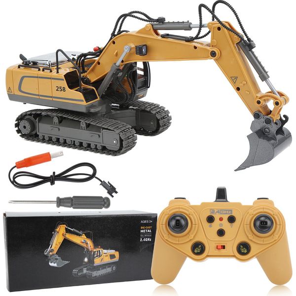 Escavatore Rc, 11 Canali, 2,4 Ghz, 1:20, Design Di Simulazione, Giocattolo Telecomandato Rotante Da Oltre 3 Anni-image