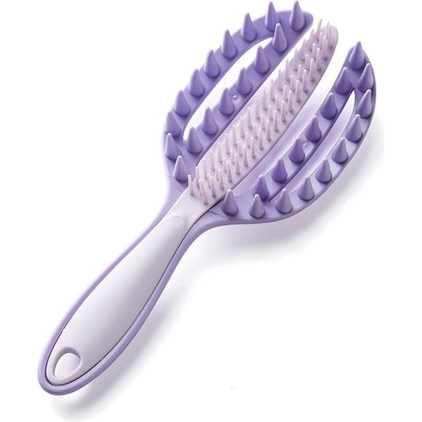 Inf 2-In-1 Pettine Massaggiante E Districante - Cura Delicata Del Cuoio Capelluto Viola-image