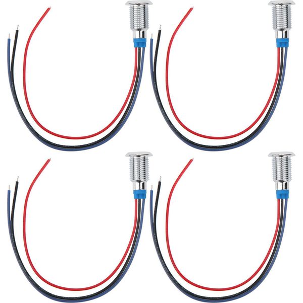 4 Set Di Led Rotondi Precablati Impermeabili A 2 Colori Indicatore Luminoso Anodo Comune 10 Mm 1224V (Rosso E Blu)-image