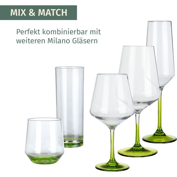 Bicchiere Da Vino Rosso Milano Linea Verde Set Di 2 In Policarbonato 580 Ml Infrangibile Senza Bpa Leggero Ideale Per Campeggio Picnic Festival All'aperto Vino Aperol Party-image