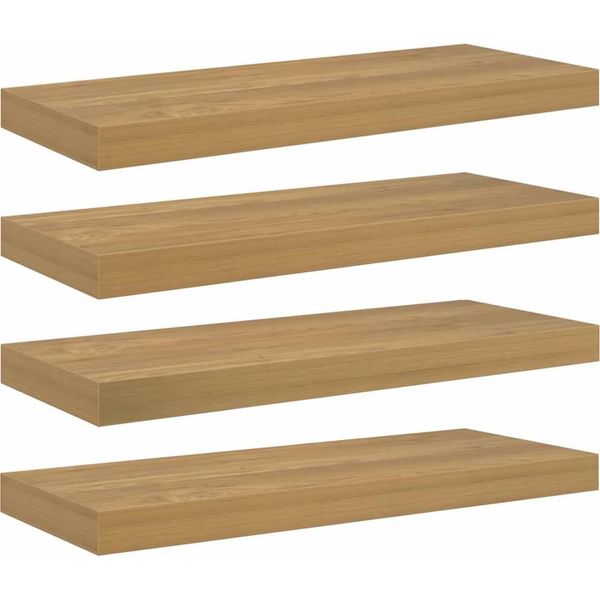 Vidaxl Mensole Da Parete 4 Pezzi Marrone 60 X 23,5 X 4 Cm Materiale A Base Di Legno-image