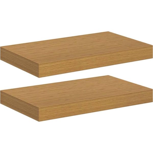 Vidaxl Mensole Da Parete 2 Pezzi Beige 40 X 23,5 X 4 Cm Materiale A Base Di Legno-image
