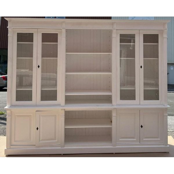 Casa Padrino Mobile Country Bianco 286 X 51 X H. 228 Cm - Libreria In Legno Massello - Mobile Soggiorno - Mobile Scaffale - Mobile Ufficio - Mobili In Stile Country-image