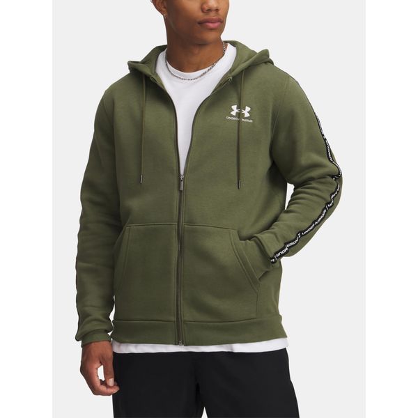 Under Armour Ua Icon Fleece Fz Taping - Navy Od Green, Taglia:L-image