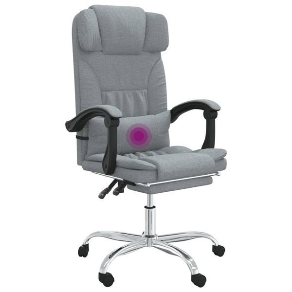 Syfax™ Sedia Da Ufficio Massaggio Reclinabile Grigio Chiaro In Tessuto-image