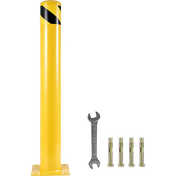 Succebuy Dissuasore Di Sicurezza, 48 X 4,5 Pollici, Dissuasore A Barriera Di Sicurezza, Diametro Esterno 4-1/2 Pollici, Altezza 48 Pollici, Barriera Di Sicurezza Tubolare In Acciaio Verniciato A Polvere Gialla Con 4 Bulloni Di Ancoraggio Gratuiti Per Aree Sensibili Al Traffico-image