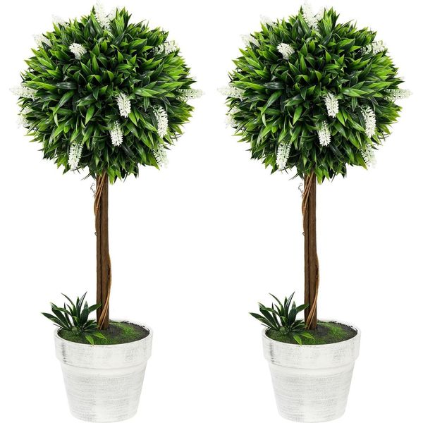 Set Di 2 Piante Artificiali Di Lavanda Grandi 60 Cm, Piante Artificiali In Vaso, Fiore Artificiale In Plastica Come Reale Per Soggiorno Camera Da Letto Ufficio Giardino Decorazione Moderna-image