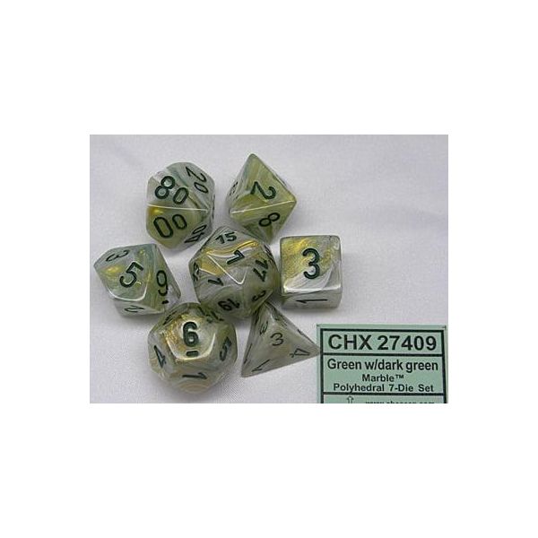 Chessex - Marmo - Set Di 7 Pezzi - Verde/Verde Scuro-image