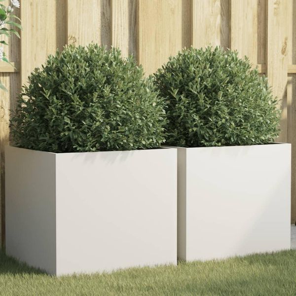 Maison Exclusive - Fioriere 2 Pezzi Bianco 49X47X46 Cm Acciaio-image