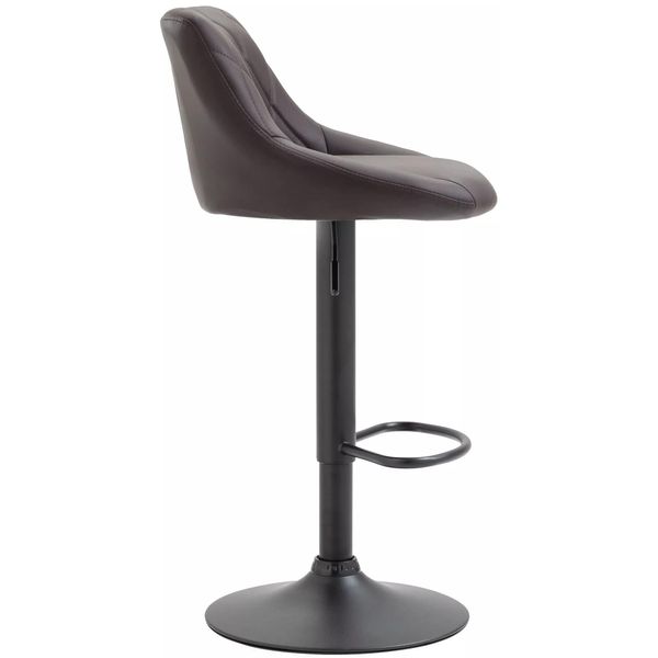 In And Outdoormatch Sgabello Da Bar In Pelle Eden - Nero Nero - Altezza Seduta 60-81 Cm - Sgabello Da Bar Ergonomico - Regolabile In Altezza - Set Di 1 - Con Schienale - Per Cucina E Bar-image