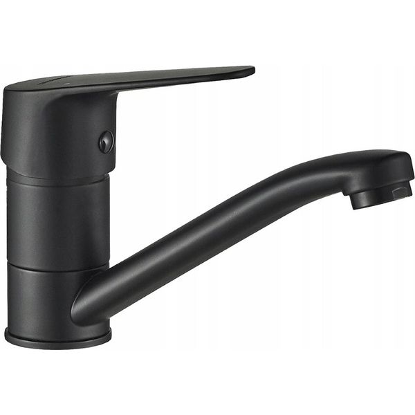 Miscelatore Per Lavabo A Colonna Con Bocca Girevole Nero Sagra-image