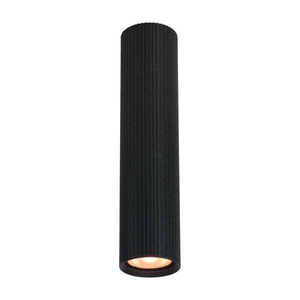 Spot A Soffitto Moderno Tubo Nero A Righe Rotondo 24 Cm Per Soggiorno Cucina 1Xgu10 10W Rilok Italux-image
