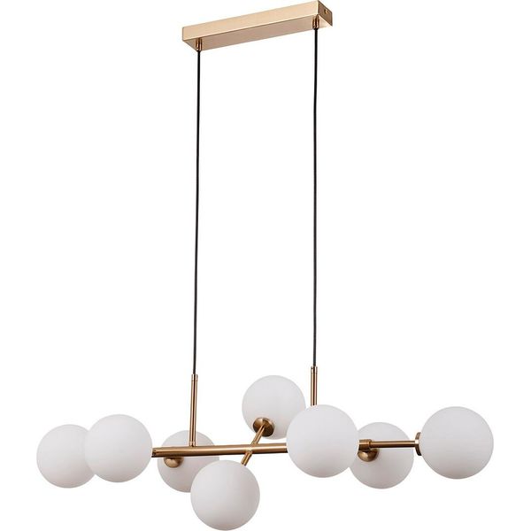 Mirellio Italux PND-66463-8-HB Lampada A Sospensione In Ottone Sfere Di Vetro Bianche-image
