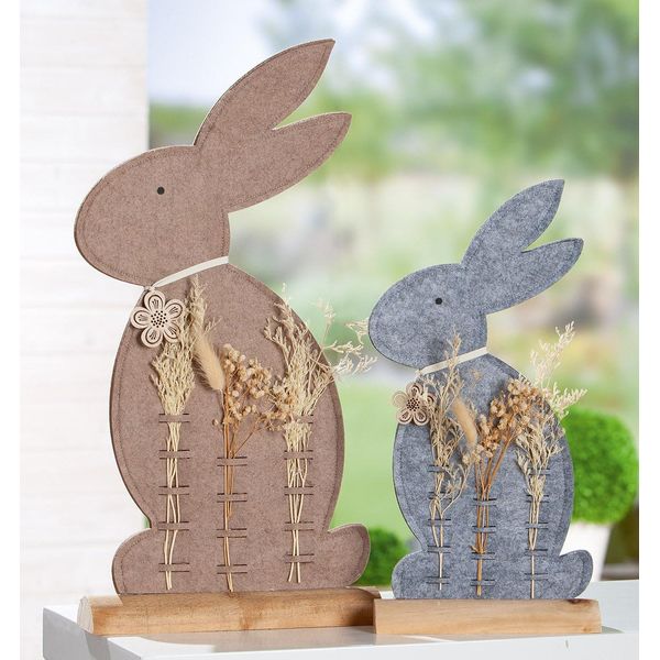 Gilde Standrelief, Hase, "Pastos"", Filz, Braun, Grau, Ve 4, 2 StüCk Wie Abgebildet, L. 7 Cm, B. 27 Cm, H. 54 Cm 51936"-image