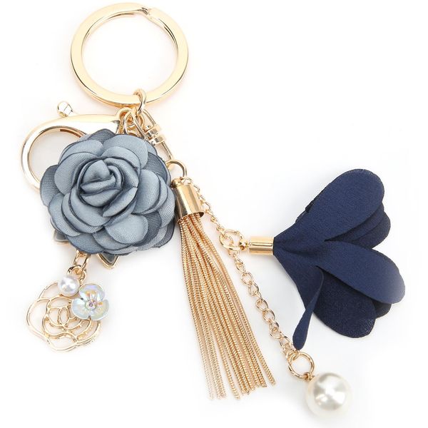 Portachiavi, Fiore Tassel Portachiavi, Borsa Ciondolo, Ciondolo Chiave In Lega Di Zinco, Perla Decorazione Portachiavi, Regalo Portachiavi-image