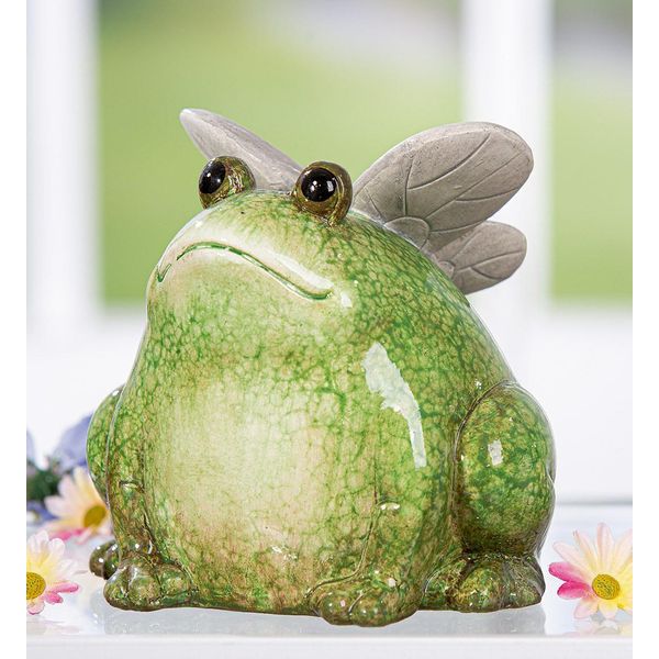 Gilde Figur, Frosch, "Flying Frog"", Keramik, GrüN, Ve 3, L. 14 Cm, B. 15 Cm, H. 15 Cm 58667"-image