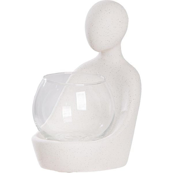 Gilde Windlicht, "People"", Keramik, Weiß, Ve 2, L. 11 Cm, B. 15 Cm, H. 20 Cm 58774"-image