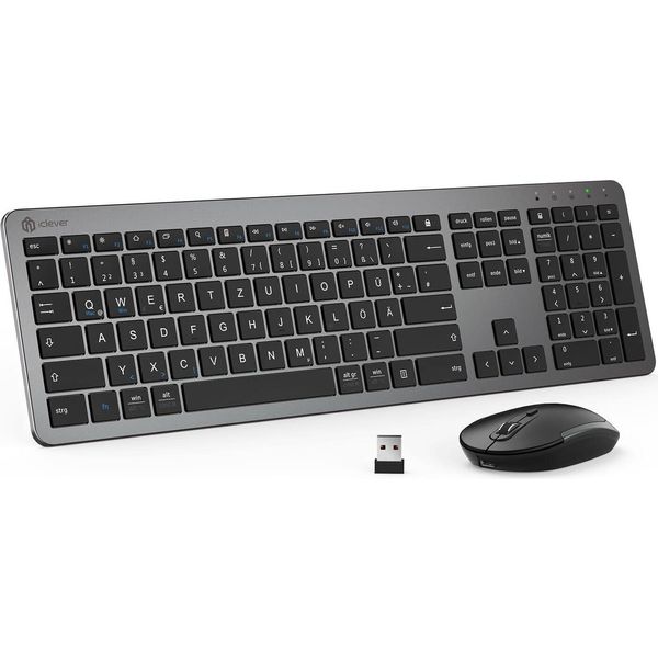 Tastiera E Mouse Wireless - Set Di Mouse Con Tastiera Wireless 2.4G Ultrasottile E Ricaricabile Per Pc, Desktop, Notebook, Laptop, Windows Mac Os, Layout Qwertz-image