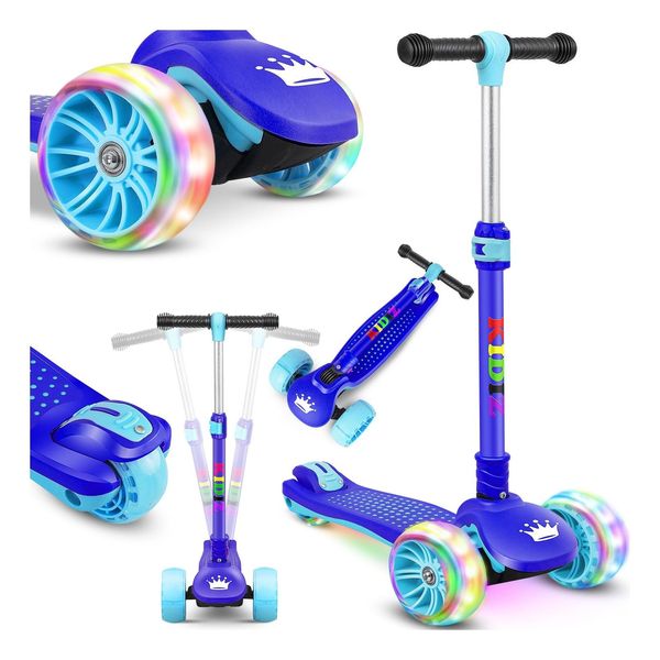 Kidiz® Roller Kinder Scooter X-Pro2 Dreiradscooter Mit Pu Led Leuchtenden RäDer Kinderroller Faltbar Tret-Roller HöHenverstellbarer Cityroller Kinderscooter FüR Jungen MäDchen 3-12 Jahre-image