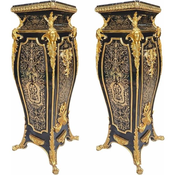 Casa Padrino Set Di Colonne Barocche Nero/Oro H. 125 Cm - Magnifici Mobili Barocchi-image