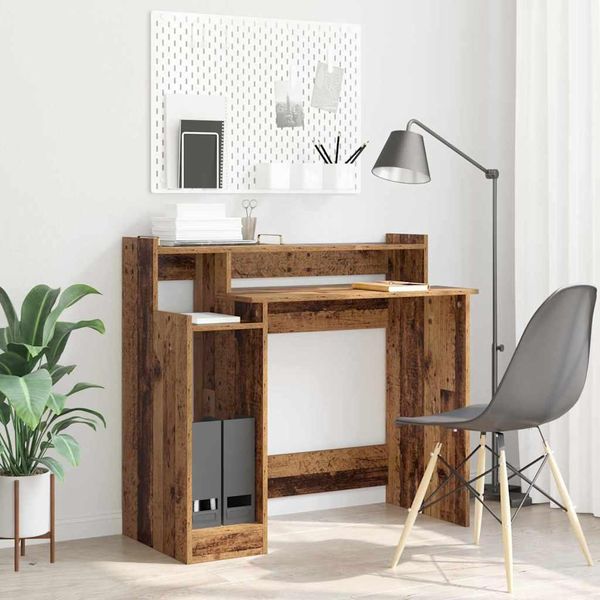 Maison Exclusive - Scrivania Con Scaffale Legno Antico 97 X 45 X 90 Cm Materiale Ligneo-image