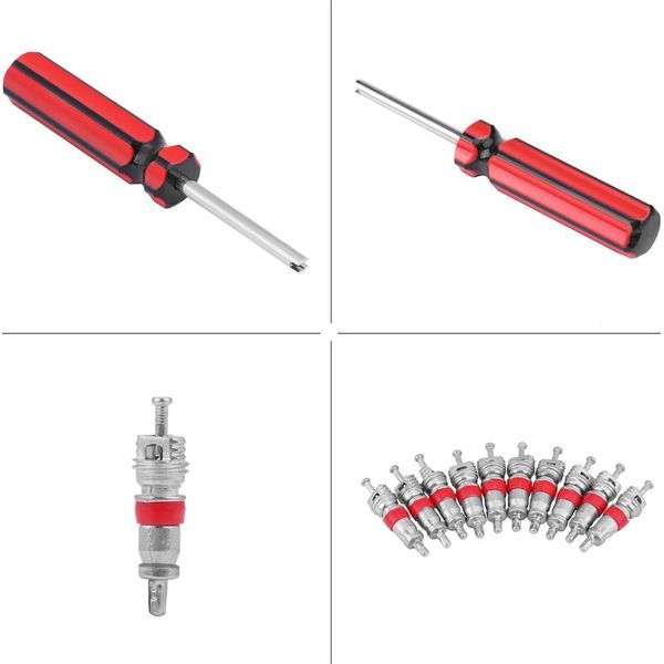 Moto Ruota Pneumatico Nucleo Valvola 10 Pezzi Con Strumento Di Rimozione Riparazione Kit Di Rimozione-image
