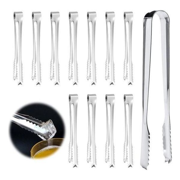 Pinze Per Gelato, Pinze Per Zucchero, Pinze Da Cucina, Mini Pinze Per Servire, Pinze Per Insalata In Acciaio Inox - 12 Pezzi-image