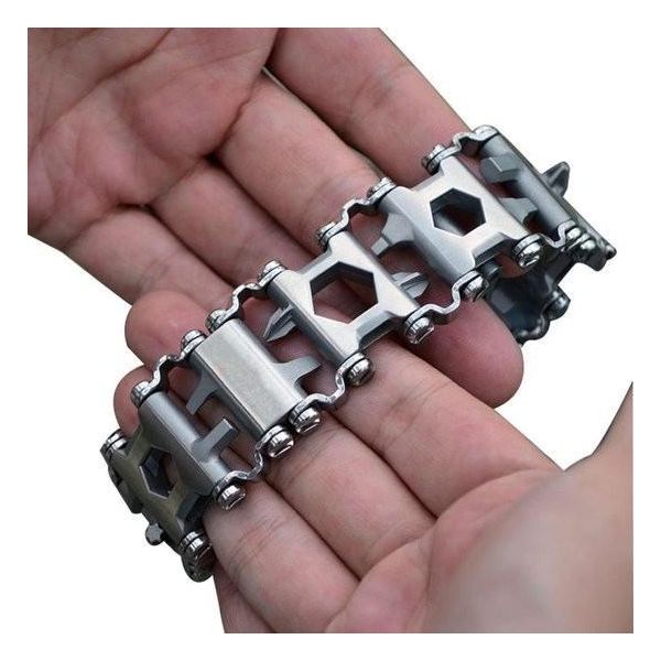 Bracciale Multifunzionale Per L'outdoor - Cacciavite, Apriscatole, Apribottiglie, Chiave Inglese - Bracciale In Acciaio Inossidabile 29 In 1 - Attrezzatura Di Sopravvivenza Portatile-image