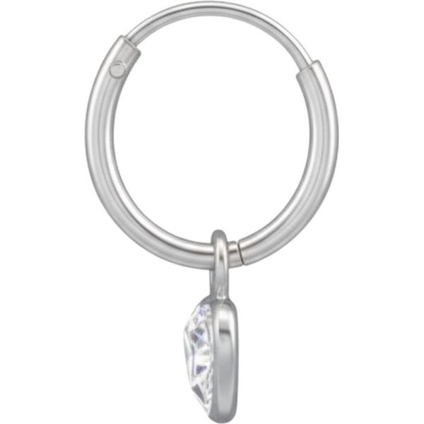 Orecchini A Cerchio In Argento Con Cuore Pendente E Zirconi Argento Unisize Maxte-image