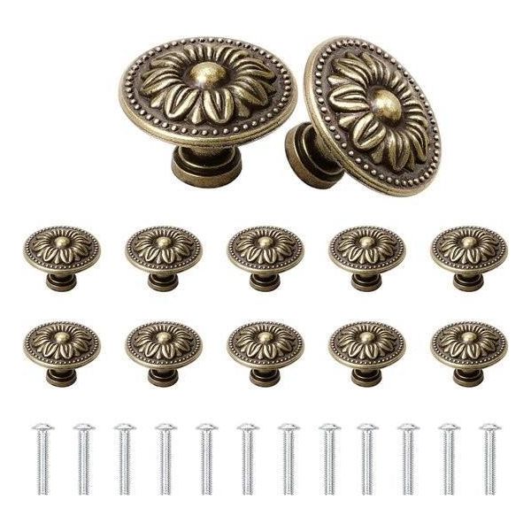 12 Maniglie Rotonde Per Cassetti, 30 Mm, Pomelli Per Mobili In Bronzo Antico, Pomelli Per Armadi Vintage A Un Foro, Pomelli Per Porte Per Armadi-image