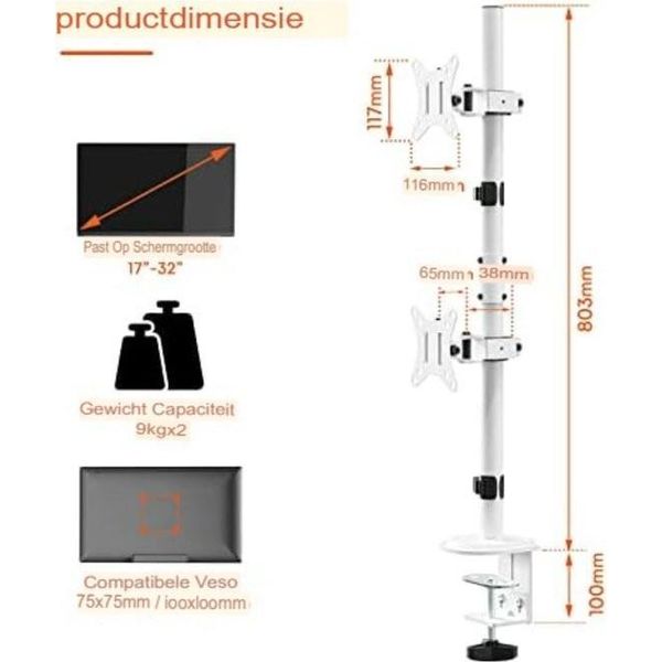 Gratyfied - Braccio Per Monitor Per 2 Schermi - Braccio Per Monitor Per 2 Schermi - Supporto A Braccio Per Laptop - Supporto A Braccio Per Laptop-image