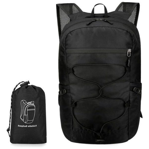 Zaino Ultraleggero Pieghevole Da 35 Litri - Impermeabile - Con Borsa Portaoggetti - Multifunzionale - Per Escursioni, Campeggio, Sport, Ciclismo, Viaggi - Nero - L .-image