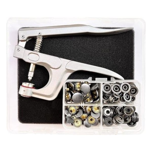 Set Di Chiusure A Scatto Con Pinze, Nero, Diametro 15 Mm, Ottone, Chiusure A Scatto, Accessori Per Il Cucito, Bottoni Per Il Cucito, Chiusure A Scatto Per Artigianato, Tessuto, Borse Per Indumenti-image